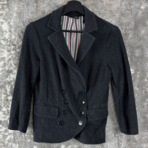 New York Co Size S Comfort Zone Stretch Cotton Blend Jacket Gray Button Notched